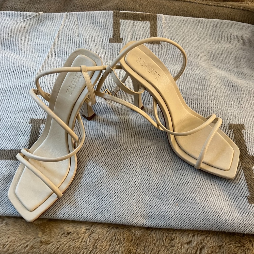 Schutz Women's Cream Strappy Sandals - Picture 3 of 4